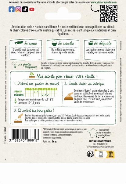 Potagères - Carotte Nantaise Améliorée 3 race Tam Tam - Grand Modèle - MEDIA_PACKAGING_VERSO